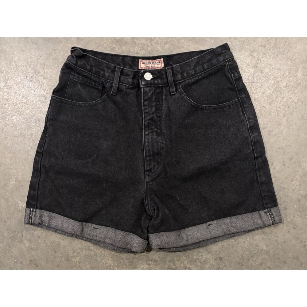 Guess Jeans Vintage Denim Black Shorts Cuffed Women’s Size 32 Cotton Made In USA